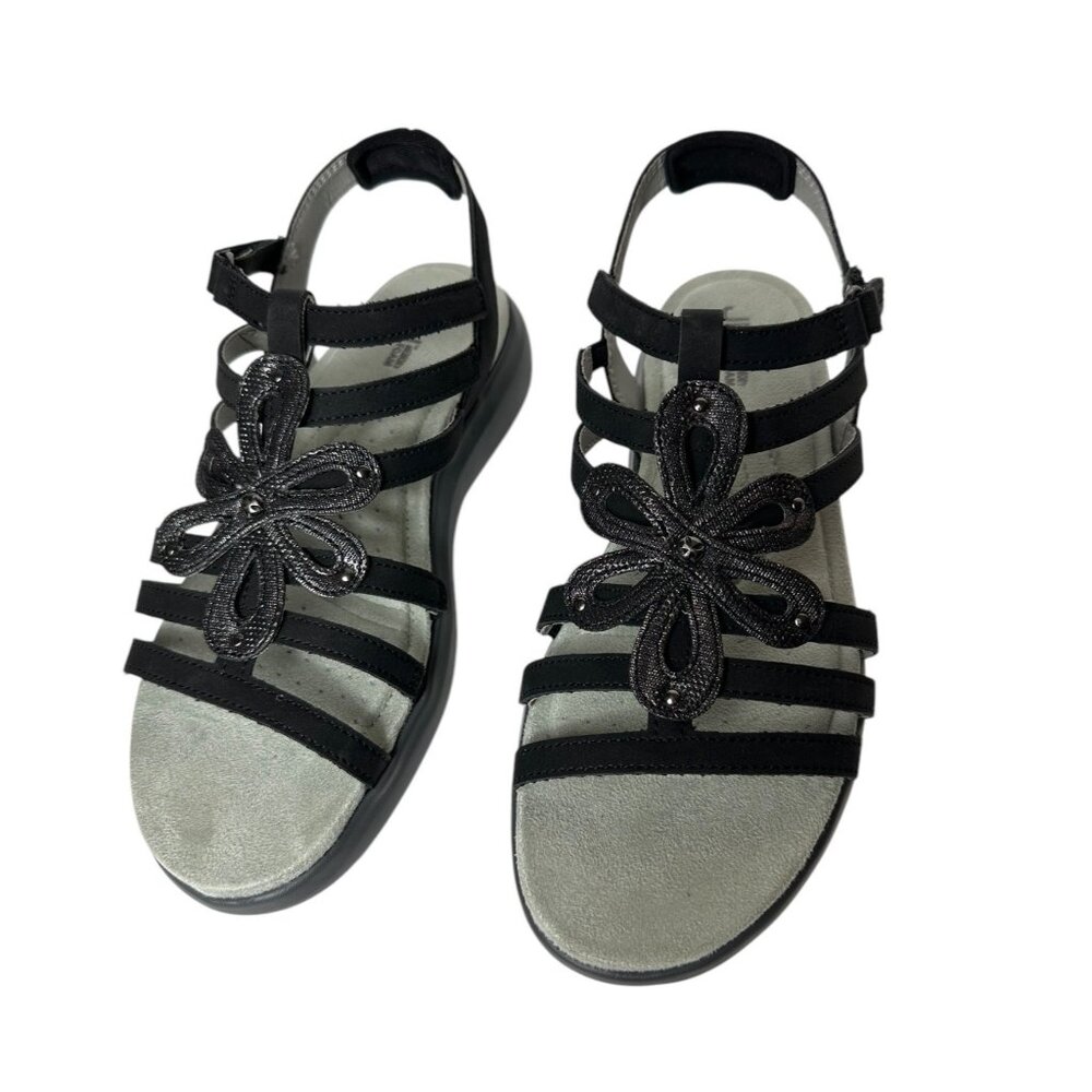 JBU By Jambu Lesley  Women's 7.5M Black Shimmer Strappy Sandals With Embellished